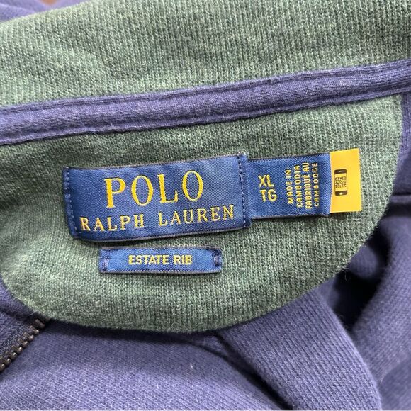 Polo Ralph Lauren Estate Rib Quarter Zip Pullover Sweater in Cruise Navy Size XL - Picture 5 of 10